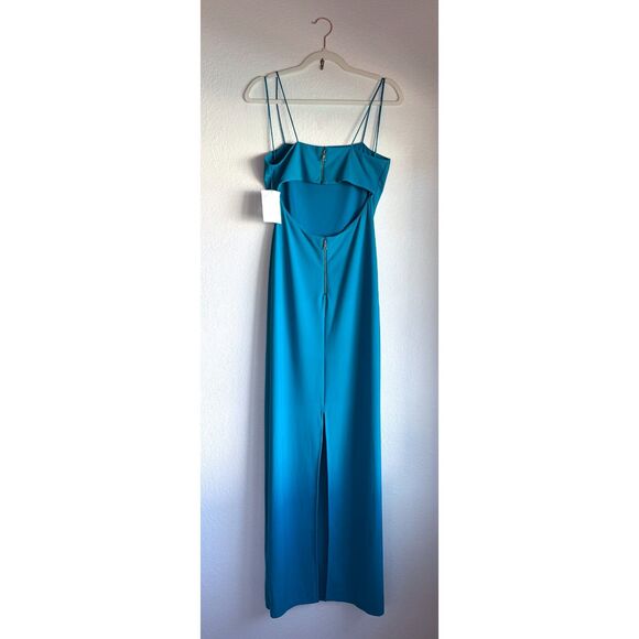 NWT Alice + Olivia Nelle Spaghetti Strap Cut Out Back Maxi Dress in Ocean Blue 6 - Picture 6 of 14